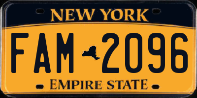 NY license plate FAM2096