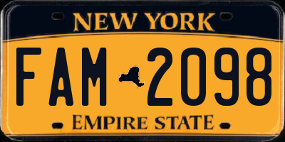 NY license plate FAM2098