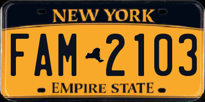 NY license plate FAM2103