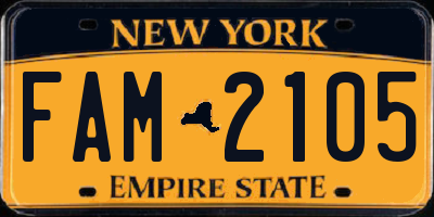 NY license plate FAM2105