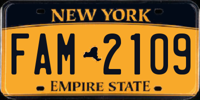 NY license plate FAM2109