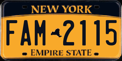 NY license plate FAM2115