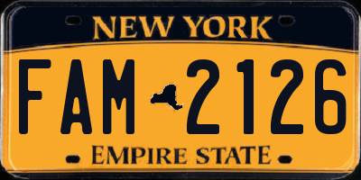 NY license plate FAM2126