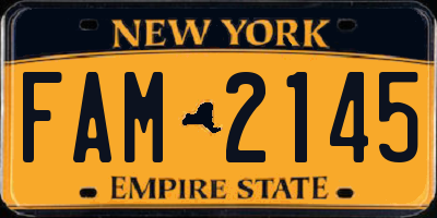 NY license plate FAM2145