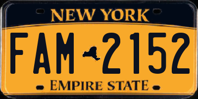 NY license plate FAM2152