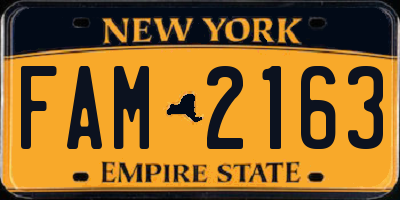 NY license plate FAM2163