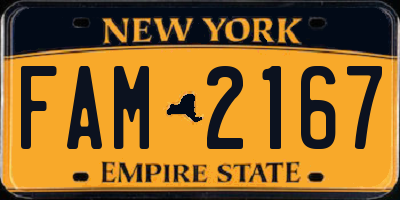 NY license plate FAM2167