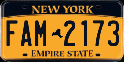 NY license plate FAM2173