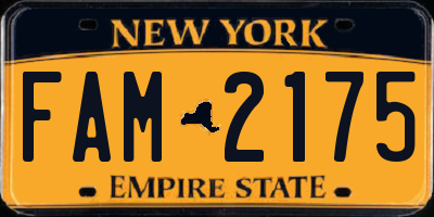 NY license plate FAM2175