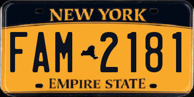 NY license plate FAM2181