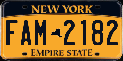 NY license plate FAM2182