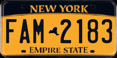 NY license plate FAM2183