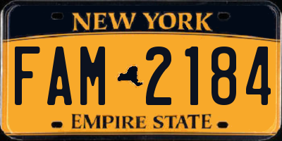 NY license plate FAM2184