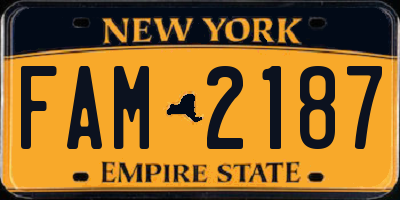 NY license plate FAM2187