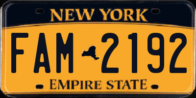 NY license plate FAM2192