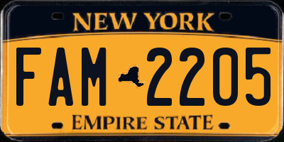 NY license plate FAM2205