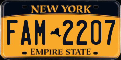 NY license plate FAM2207