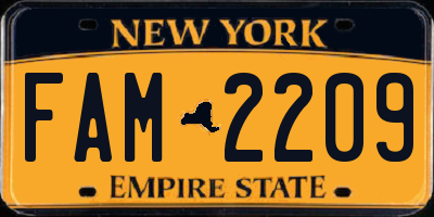 NY license plate FAM2209