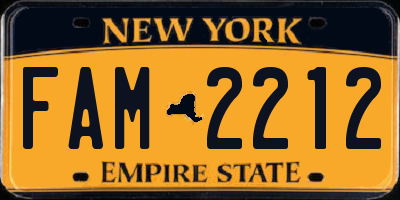 NY license plate FAM2212