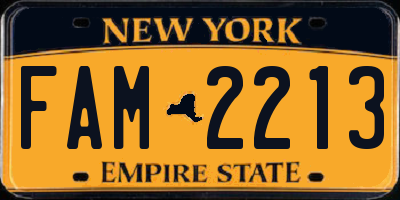 NY license plate FAM2213