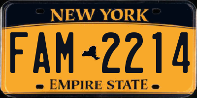 NY license plate FAM2214