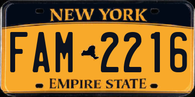 NY license plate FAM2216