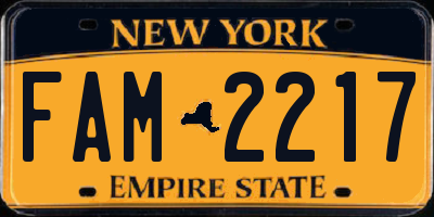 NY license plate FAM2217