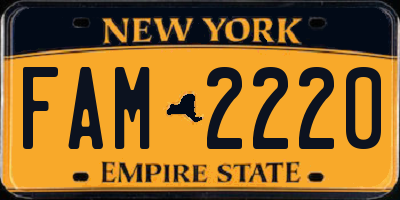 NY license plate FAM2220