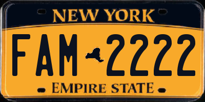 NY license plate FAM2222