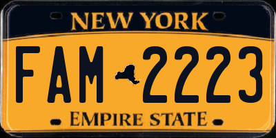 NY license plate FAM2223