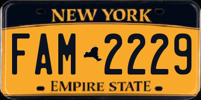 NY license plate FAM2229