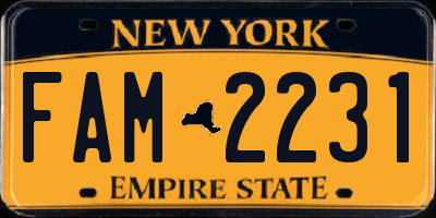 NY license plate FAM2231