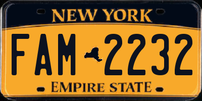 NY license plate FAM2232