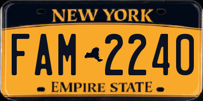 NY license plate FAM2240