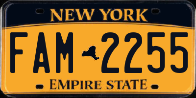 NY license plate FAM2255