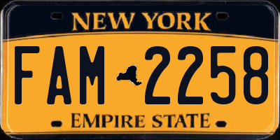 NY license plate FAM2258