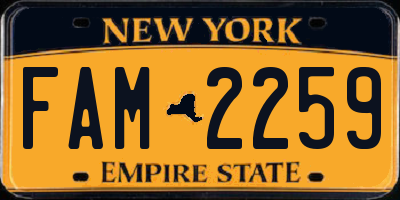 NY license plate FAM2259