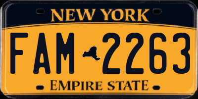 NY license plate FAM2263