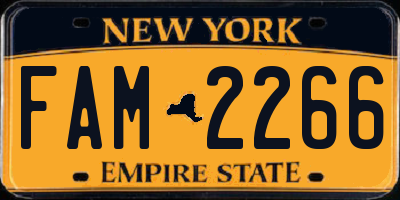 NY license plate FAM2266