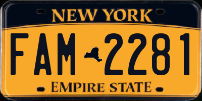 NY license plate FAM2281