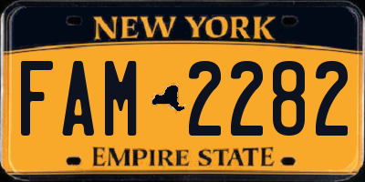 NY license plate FAM2282