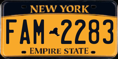 NY license plate FAM2283