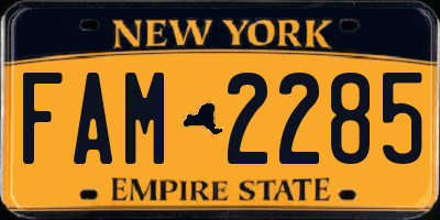 NY license plate FAM2285