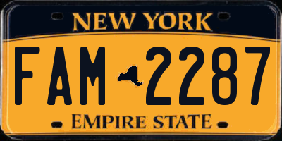 NY license plate FAM2287