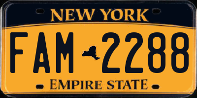 NY license plate FAM2288