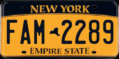 NY license plate FAM2289