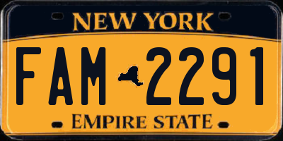 NY license plate FAM2291