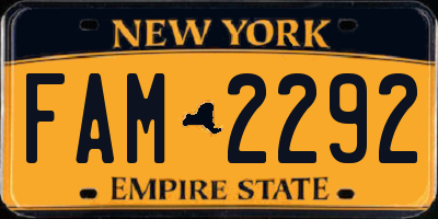 NY license plate FAM2292