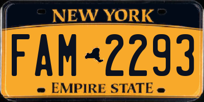 NY license plate FAM2293