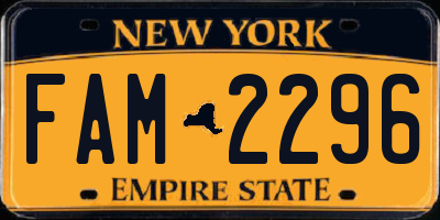 NY license plate FAM2296